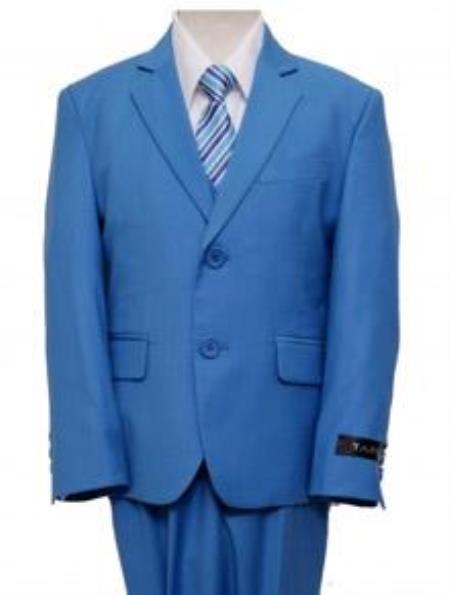 Blue Single Breasted Boys Suit