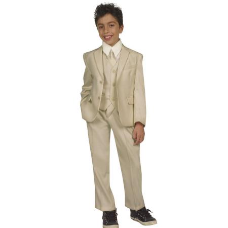 Boys Five Piece Beige Suit