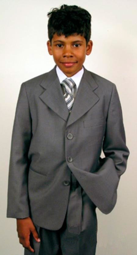 Super 150's Italian super fine wool feel Kids Sizes poly~rayon Gray Suit Perfect For childrens wedding outfits
