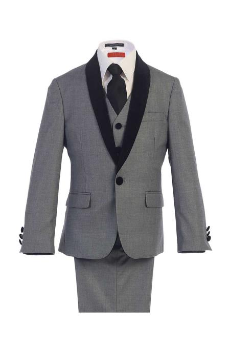 Boys Grey 1 Button Suit