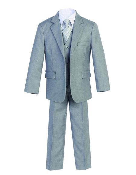 Boys Light Gray Cotton Suit