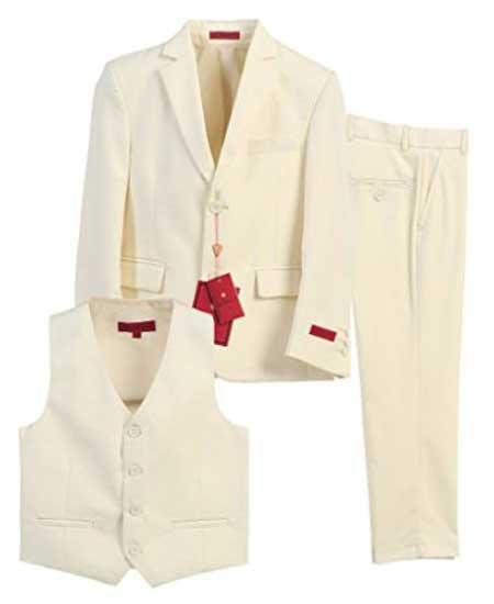 Boys Notch Lapel White Suit