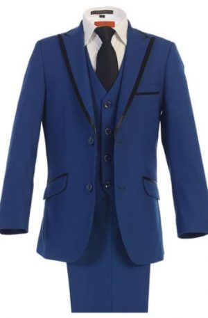 Boys Royal Blue Suit With Tie