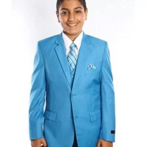 Boys Sky Blue Vested Suits