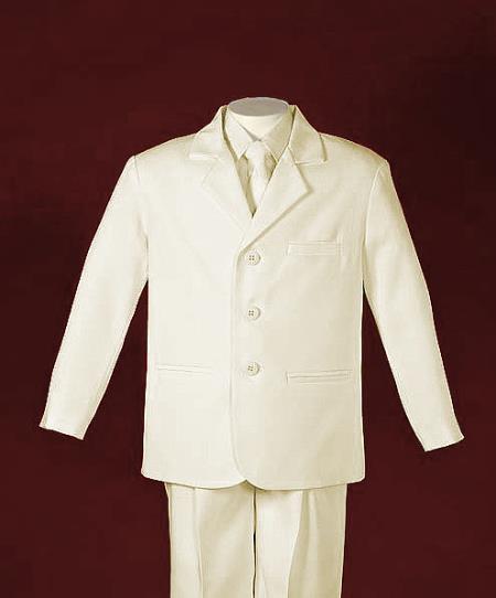 Boys Three Buttons Ivory Suit