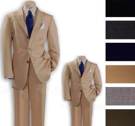 Khaki Super fine wool children's Sizes 2 or 3 Buttons Suit Perfect For childrens wedding outfits/ 1 Men + 1 Children Young Teenager MATCHING SET FOR BOTH FATHER AND SON