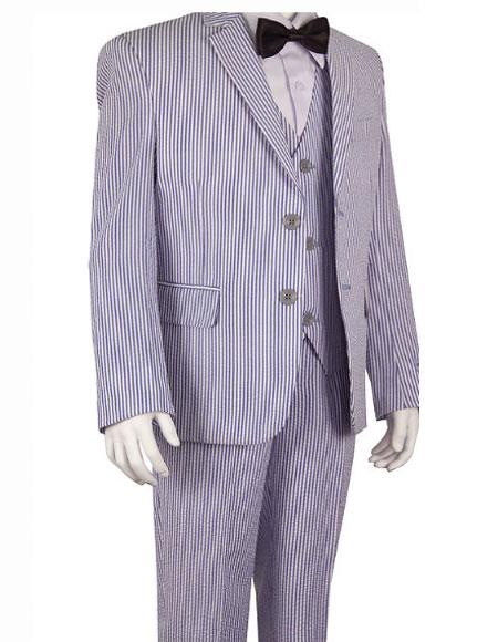Seersucker Blue Suits Stripe ~ Pinstripe Boy's ~ Children ~ Kids Suit Perfect for toddler wedding attire outfits 1