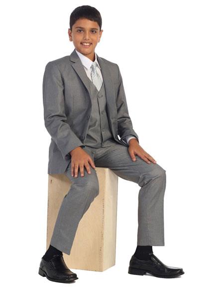 Boys Two Buttons Gray Suit