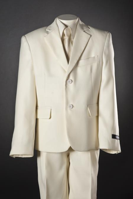 Boys Two Buttons Ivory Suit