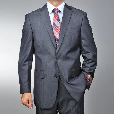 Men's Grey Herringbone Tweed 2-button Suit 1