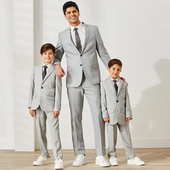 Father ~ Dad And Son Matching Kids Sizes ~ Grey Suits Perfect For children ~ Wedding matching outfits ~ Casual Blazer