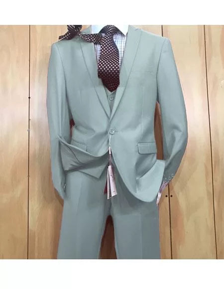 Mens Light Blue 1 button style Peak Lapel Vested Slim fitted Suit 1
