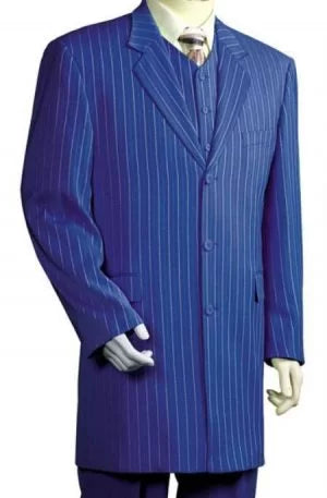 Mens Royal Blue Vested Suit