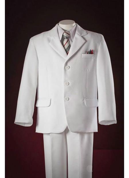 Mens Three Buttons White Suit