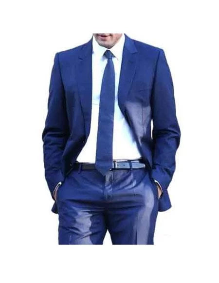Men's Fifty Shades Dark Navy Blue Suit For Men Darker Notch Lapel 1 Button Suit 1
