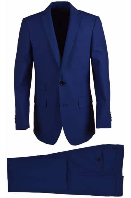 Single Breasted Cobalt Wool Suit