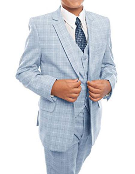 Sky Blue Check Tuxedo Suit