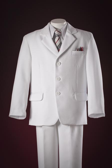 Three Buttons White Boy Suits