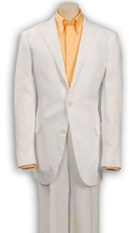 Three Buttons White Wool Suit