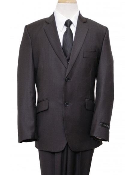 Two Button Black Vested Suit