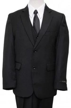 Two Button Black Vested Suits