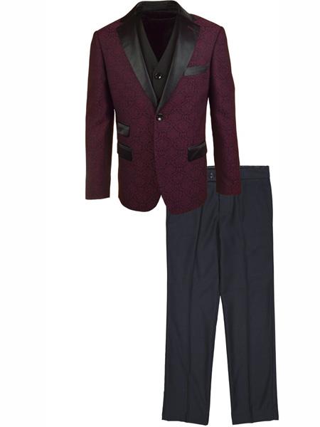 Two Button Burgundy Tuxedo Suit