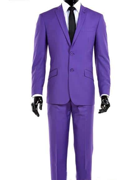 Alberto Nardoni Men's 2 Button Modern Fit Notch Lapel Light Purple Suit + Vest Dark Lav 1