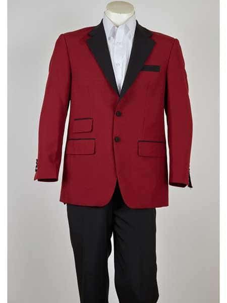Men's 2 Button Black Notch Lapel Slim Fit Burgundy ~ Wine ~ Maroon Color Single Breasted Suit