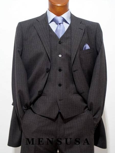 Mens Super Stylish Stunning Charcoal Gray Pinstripe 3 Pieces Vested Suits Available in 2 or 3 buttons 1