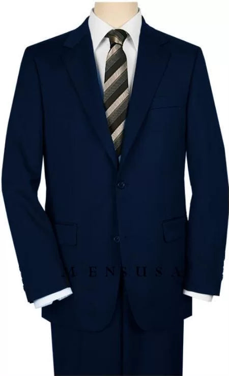 High Quality 2 Button Dark Navy Blue Suit For Men Notch Lapel Side Vented Suit Wide Leg 22 Inch Pleated Pants Jacket 1