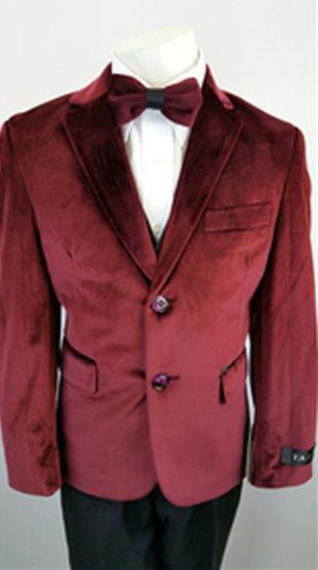 Boys Burgundy Suit - Burgundy Toddler  Velvet  Suit