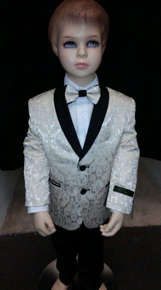 Children Tuxedo Paisley Two Toned Cream Blazer Looking Perfect For Children's Suit Wedding Attire Outfits