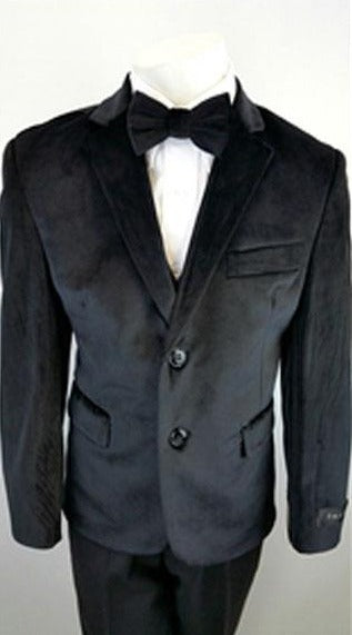 Black Boy's 2 Buttons Velvet Suit Perfect For Wedding Attire Outfits - Toddler Suit