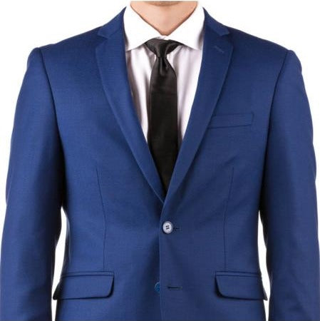 Buy Online Instead of Rental Slim Fit Notch Lapel Groom & Groomsmen Wedding Suits & Tuxedo Online + Bright Blue + Free Shirt & Tie 1