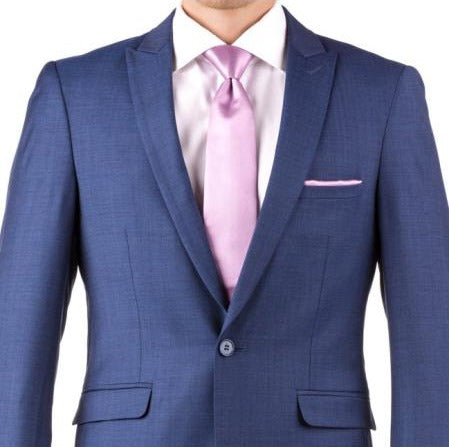 Buy Online Instead of Rental Slim Fit Peak Lapel Groom & Groomsmen Wedding Suits & Tuxedo Online + Mystic Blue + Free Shirt & Tie 1