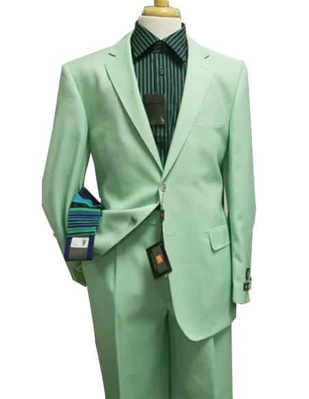 Mens Single Breasted Notch Lapel green suit 1