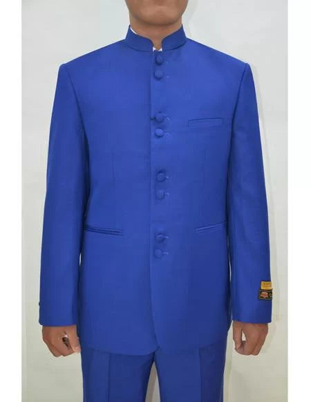 Marriage Groom Wedding Indian Nehru Dress Suits for Men Jacket Mens Blazer Royal ~ Blue 1