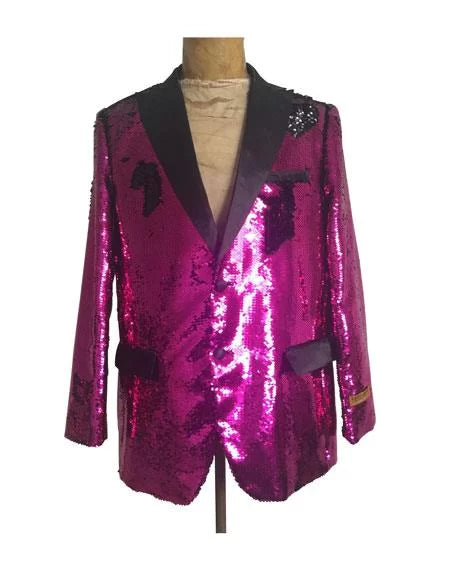 Mens One Button Single Breasted Hot Pink ~ Fuchsia Suit 1