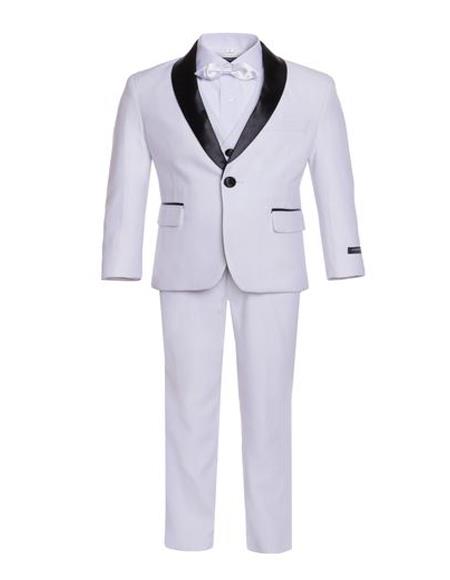 Children's Shawl Lapel White Tuxedo Set Perfect For Wedding Attire Outfits - Toddler Suit