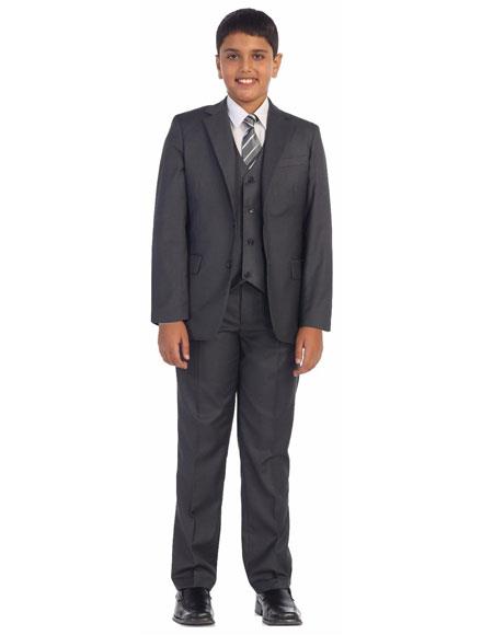 Formal Cotton Blend Charcoal Suit