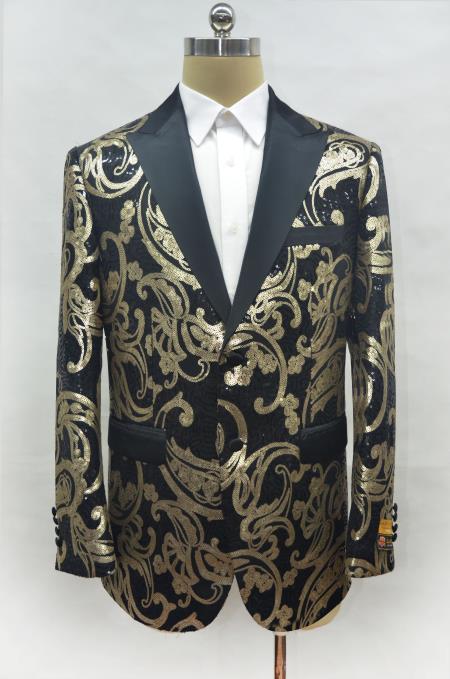 shiny sequin gold suit